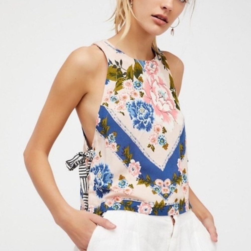 Free people side tie floral tank